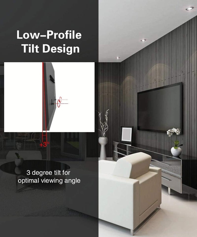 Mount Plus MP-NS400 No Stud Tilt TV Wall Mount | Quick Studless Install with No Drill | Low Profile for 22" to 55" TVs Up to 70LBS | Steel Frame Securely Anchors TV to Dry Wall (1 Pack) - Image 3